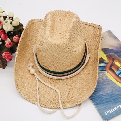 Hat Natural Lafite Straw Western Cowboy Hat Women'S Hat Sunscreen Shade Straw Hat Men'S Hat Wide Brim