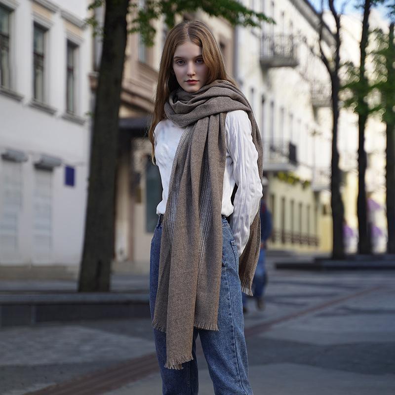 Hot large shawl thickened fashion vertical edge wool scarf warm home lamb wool blanket scarf