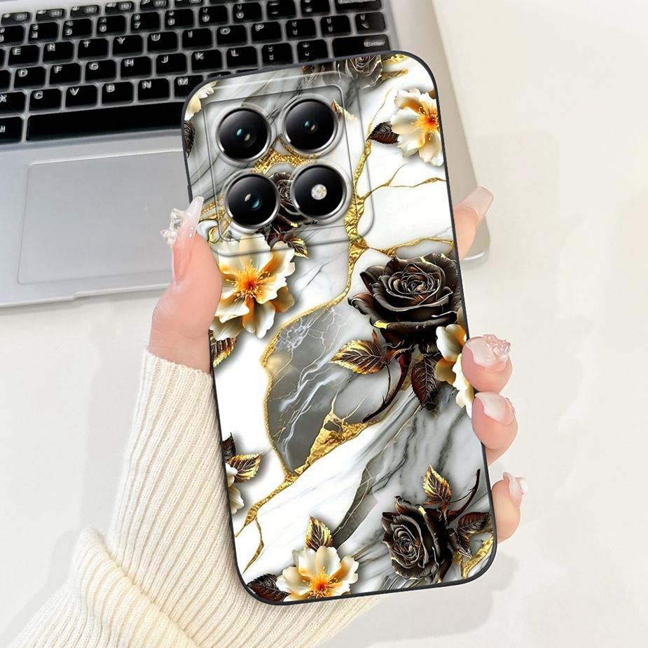 For Xiaomi 14T Pro Case Stylish Flowers Cartoon Cover Shockproof Soft TPU Phone Case For Xiaomi Mi 14T Pro Mi14T 5G Fundas Coque