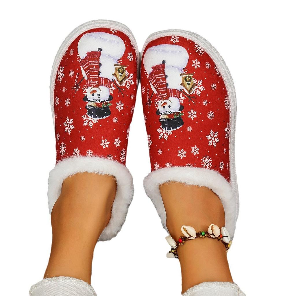 2025 New Cotton Slippers Women's Winter Fleece Thickened Home Wear-Resistant Slippers Cotton Shoes Cute Christmas Series