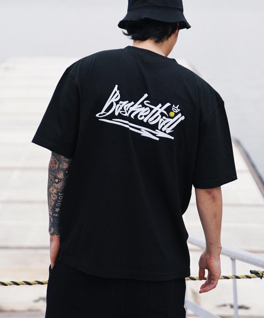 CREAM SODA LAB Basketball Short Sleeve T-Shirt Oversized Black White