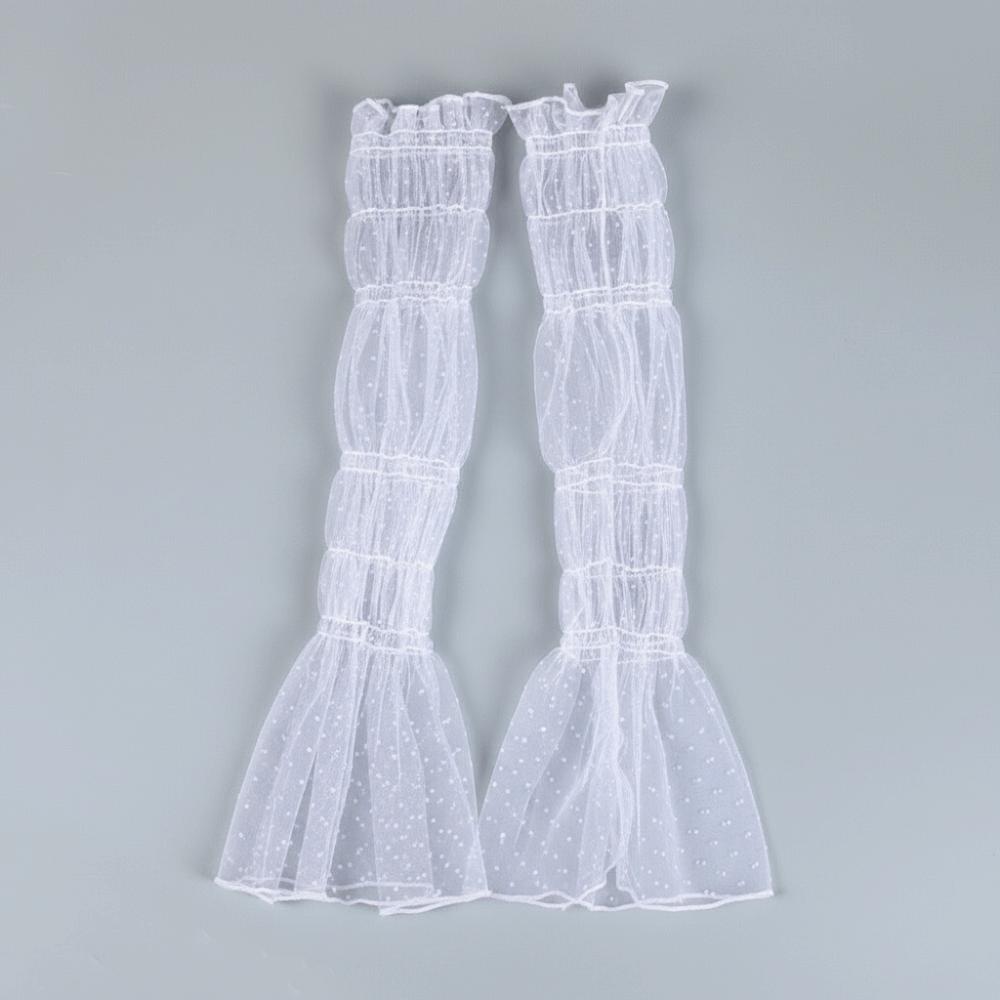 

Fashion Polka Dot Lace Lace Arm Sleeves Fingerless Sun Protection Fingerless Long Gloves Breathable Fake Cuff Summer белый