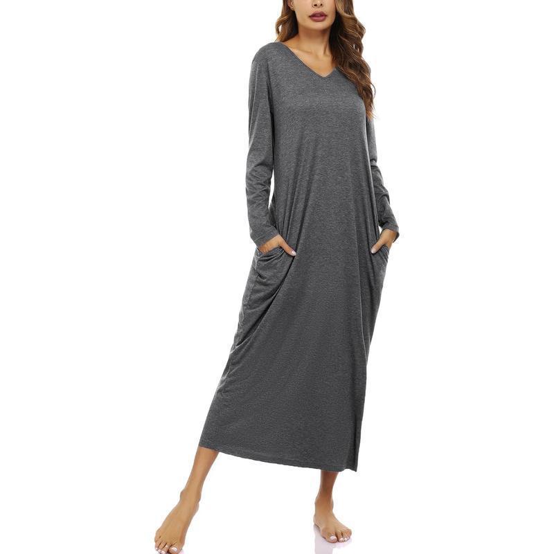 Women's Long-Sleeve Cotton Nightgown Pajamas