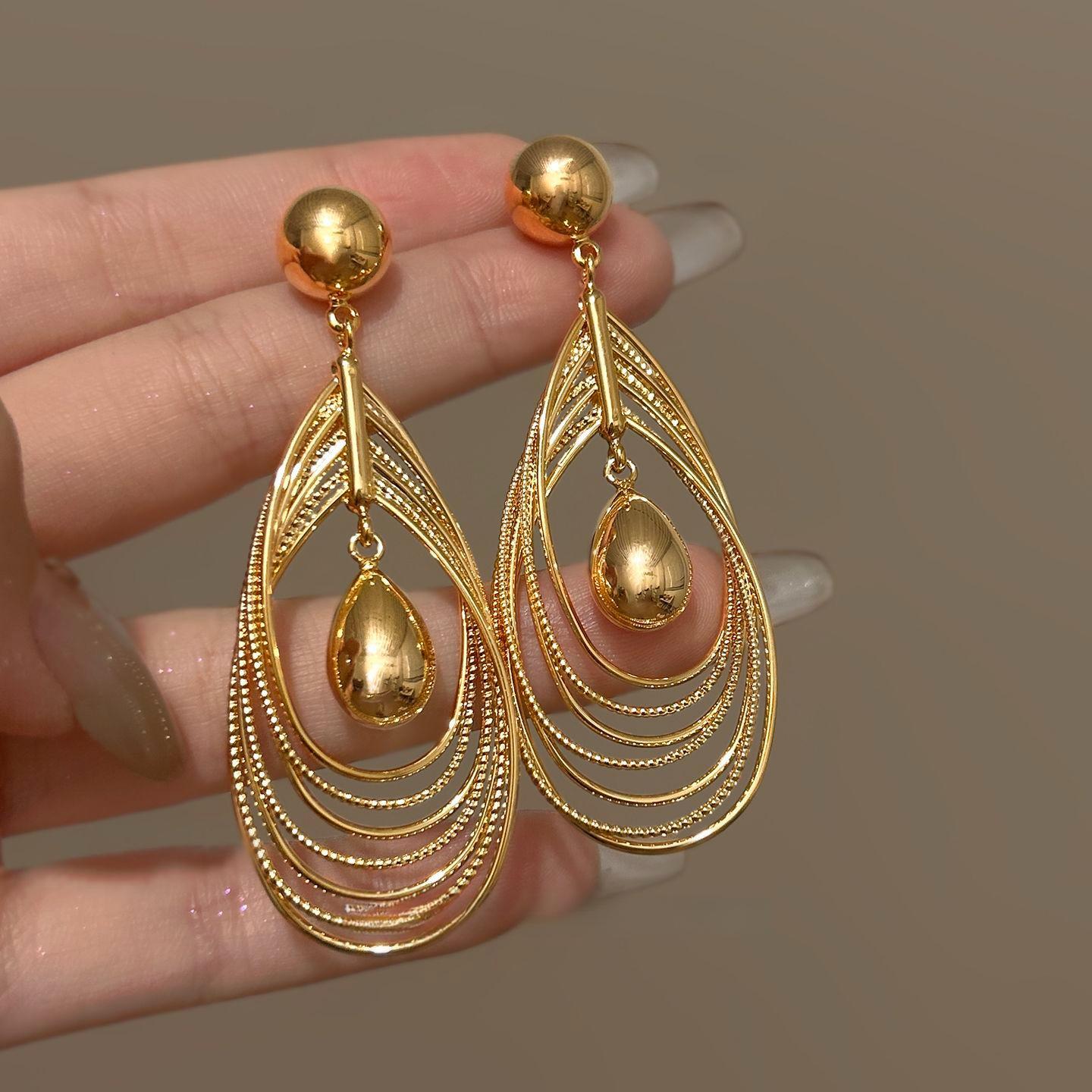 Многослойные серьги-подвески с закрученными полыми каплями воды в европейском и американском стиле, серьги-гвоздики, серьги, серьги, женские