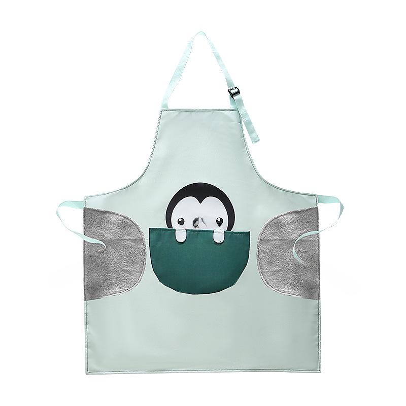 Waterproof & Oil-Proof Cartoon Animal Apron with Large Pocket for Autumn and Winter