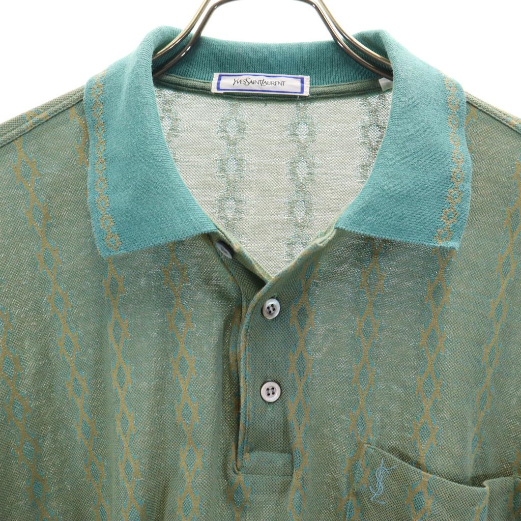Yves Saint Laurent 90s Old Striped Pattern Short Sleeve Polo Shirt L Men's Used