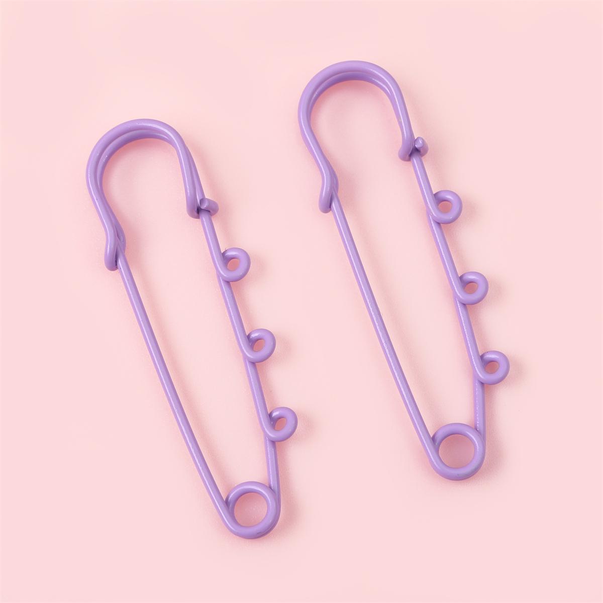 

2/5 шт. Красочная брошь с 3 отверстиями и булавками для рукоделия, украшения, фиксатор для одежды, расходные материалы, аксессуары 18x60mm 2pcs фиолетовый