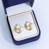 Natural Freshwater Pearl Stud Earrings S925 Sterling Silver Earrings Fritillary Zircon Pearl Earrings Light Luxury High Sense
