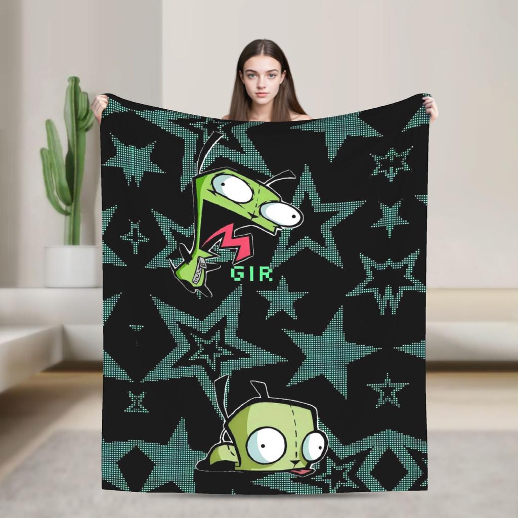 Invaders Zims Alien Cartoon Blanket Quality Warm Soft Throw Blanket Winter Picnic Couch Bed Fluffy Bedspread