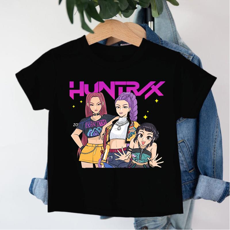 New KPop Demon Hunters Saja Boys Cartoon Boys T-shirt Round Neck Print Fashion Casual Top Children's T-shirt Kids Clothing