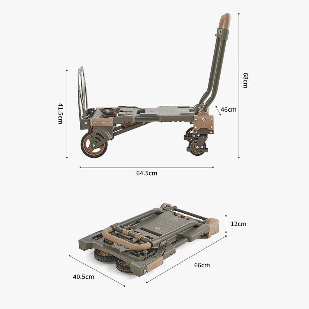Naturehike BBQ Sammenleggbar Bære Lastekapasitet Tre Bruks Håndtakshøyde Konvergens Dobbel Terreng Utendørssport Utendørs Vogn, 120kg,