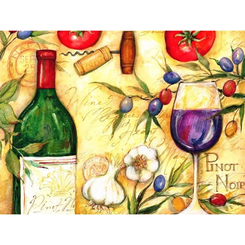 New 5D DIY Diamond Painting Wine Diamond Embroidery Fruit Cross Stitch Full Round Drill Crafts Home Decor Manual Art Gift
