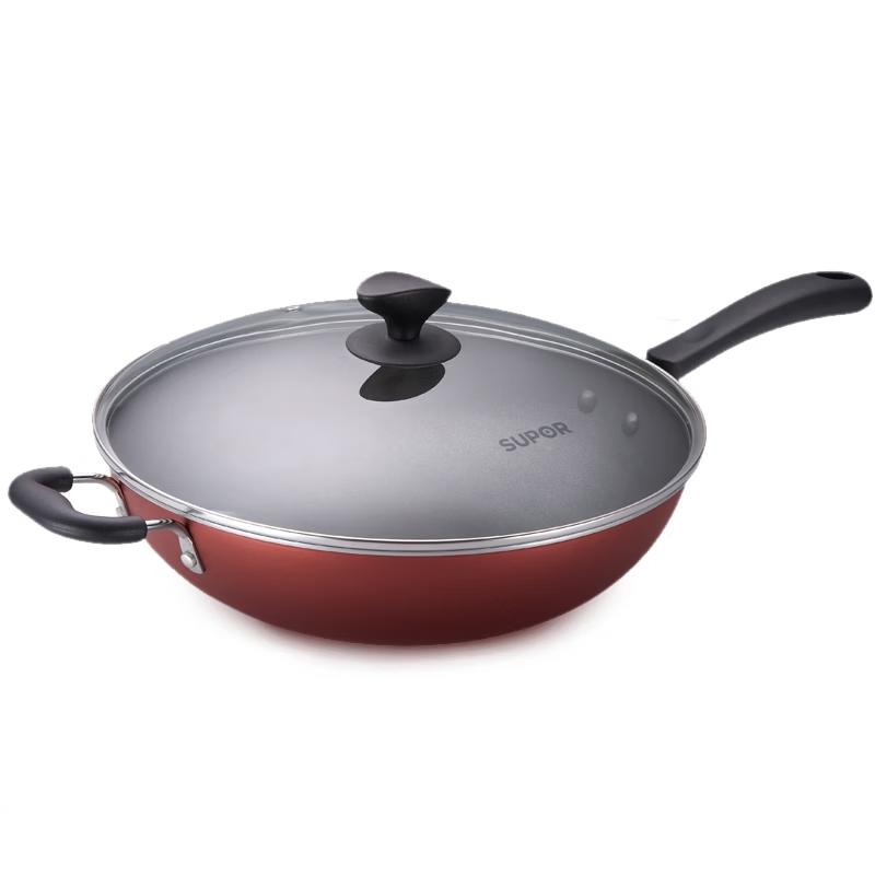SUPOR 34cm Aluminum Non-stick Stir-fry Pan with Lid