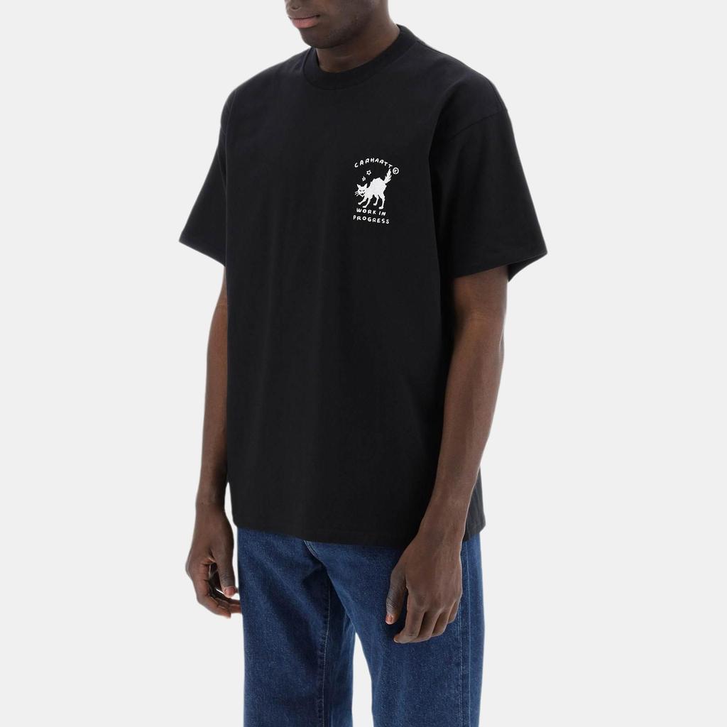 Carhartt WIP Solid Color Printed Logo Crew Neck Short Sleeve T-Shirt Men tops Black I033271-0D2-XX