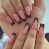24Pcs Medium Long Acrylic Press On Nails French Tip Fake Nail Set Removable Artificial Nail Tips For Women
