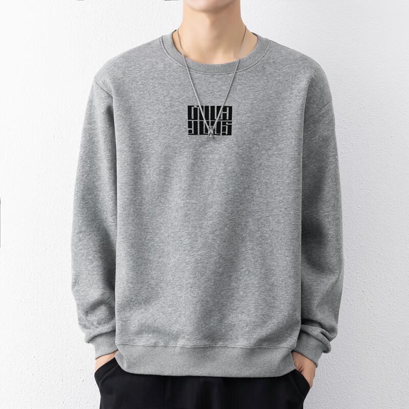 Men s Letter Print Cotton Blend Pullover Sweatshirt 2XL