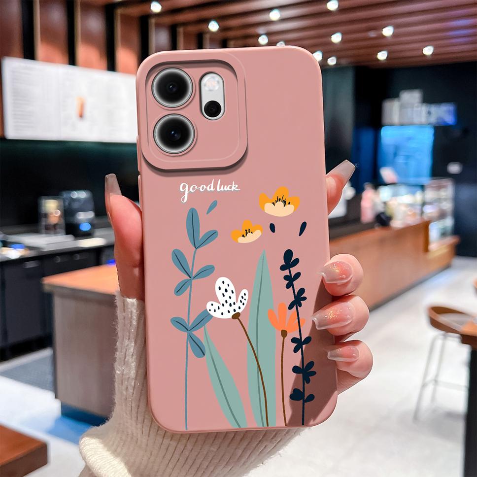 For Oppo Reno 14F 5G Phone Case Sunflower Patterns Soft Liquid Silicone Shell For OppoReno14F 14 F Camera Coverage Durable Capa