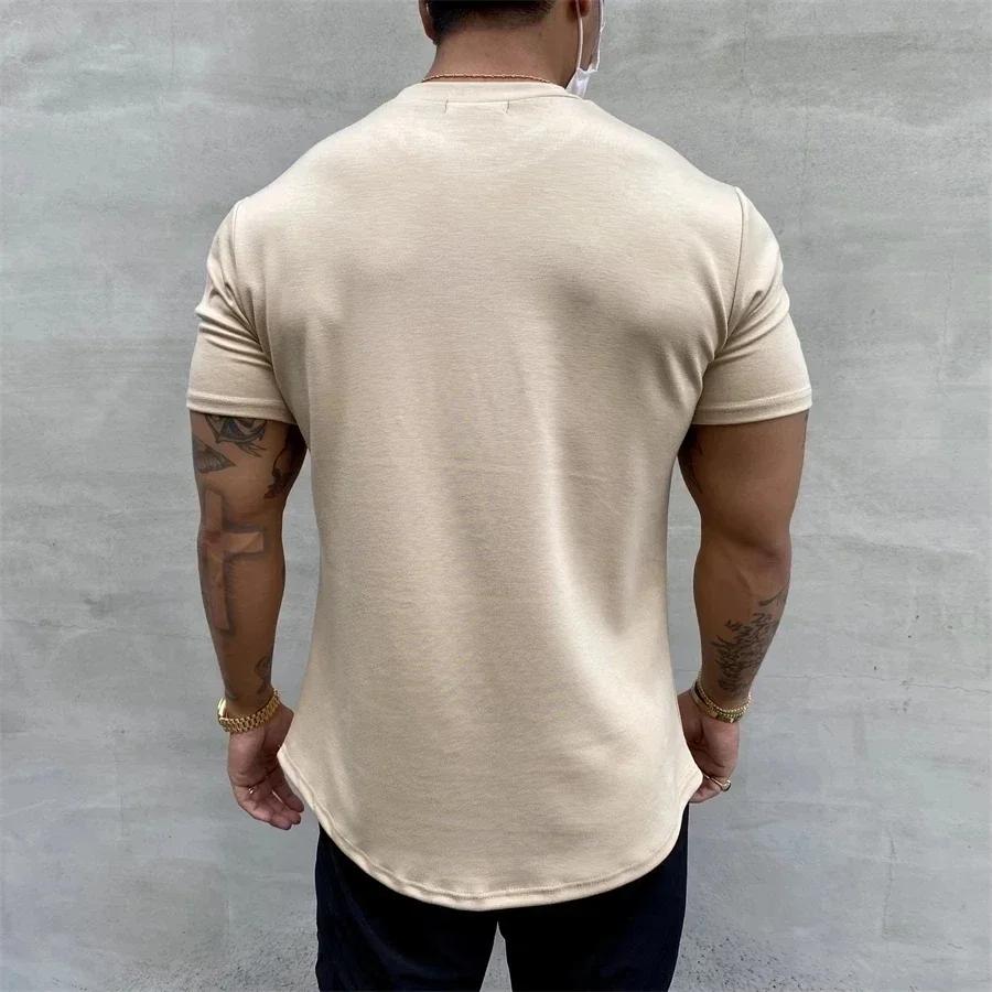 Men's New English Letter Fashion High Quality Street Fitness Print Short Sleeve Casual 100% Cotton Round Neck T-shirt S-4XL
