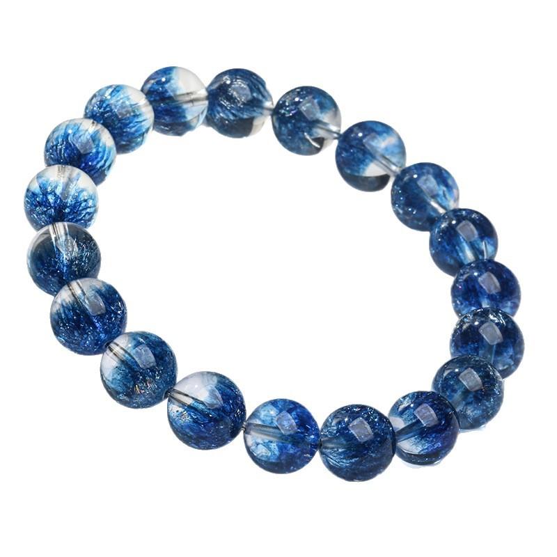 Hongchu Crystal Treasure Bowl Super Seven Round Bead Bracelet Blue Fireworks Treasure Bowl Super Seven Bracelet