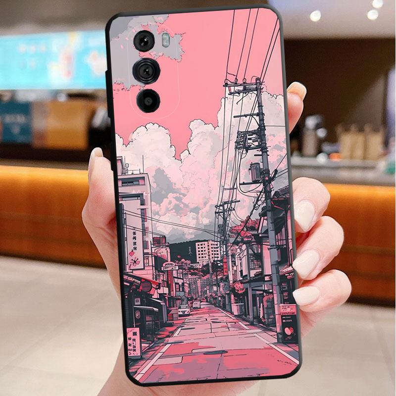 Japan Anime Street View Landscape Phone Case For Motorola Edge 60 50 40 Pro 60 50 40 30 Ultra Neo Fusion Moto G Play G Stylus G