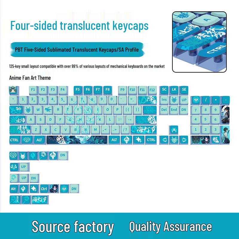 Four-Sided Translucent Color Keycaps for Customized Mechanical Keyboard