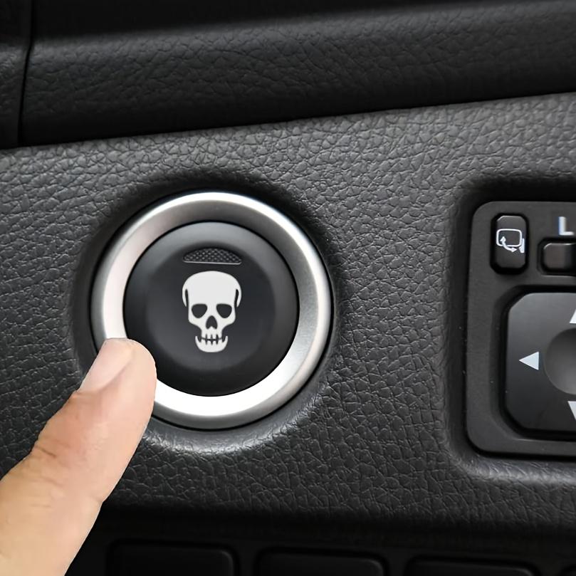 9Pcs/Set Waterproof Vinyl Skull Stickers, Auto Interior Engine Start Button Decal, Fashion Car Interior Decoration Accessories
