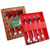 4Pcs Snowman Christmas Tree Cutlery Set Fork Spoon Dinnerware Set with Gift Box Stainless Steel Gold Flatware Party Tableware