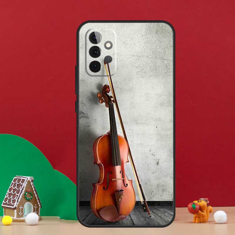 Elegant Violins Bow Sheet Music Case For Samsung Galaxy A56 A33 A13 A36 A23 A52 A32 A12 A54 A34 A14 A16 A53 A15 A35 A55 A17