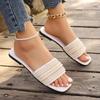 Large size flat slippers for casual wear, colored pearl one-piece women's slippers