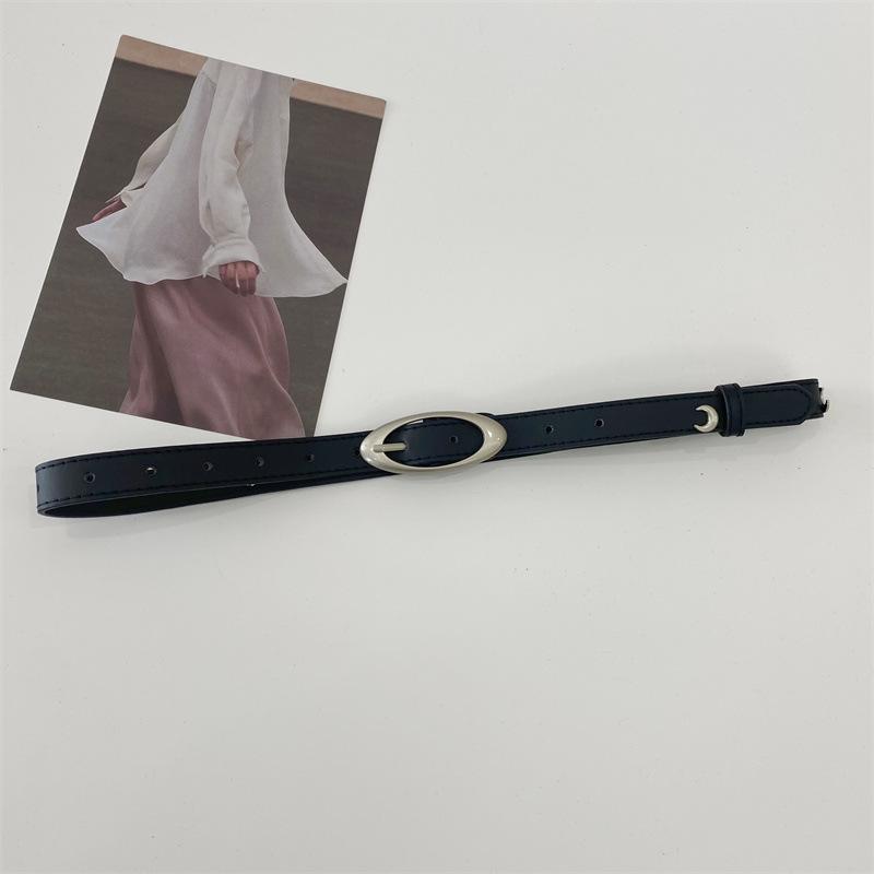 Simple Moon-Shaped Rivet Decorative Wide Belt Casual Versatile Belt Schoolgirl Pin Buckle Jeans Belt