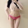 Women's Summer Sexy Lace Hollowed-out Mesh Bow Solid Color Low Rise Panties