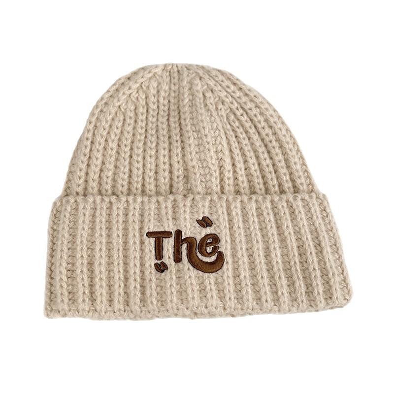 Woolen Hat for Women in Autumn and Winter Warm Ear Protection Hood Thickened Cold-proof Hat Korean Style All Match Letter Knitted Hat