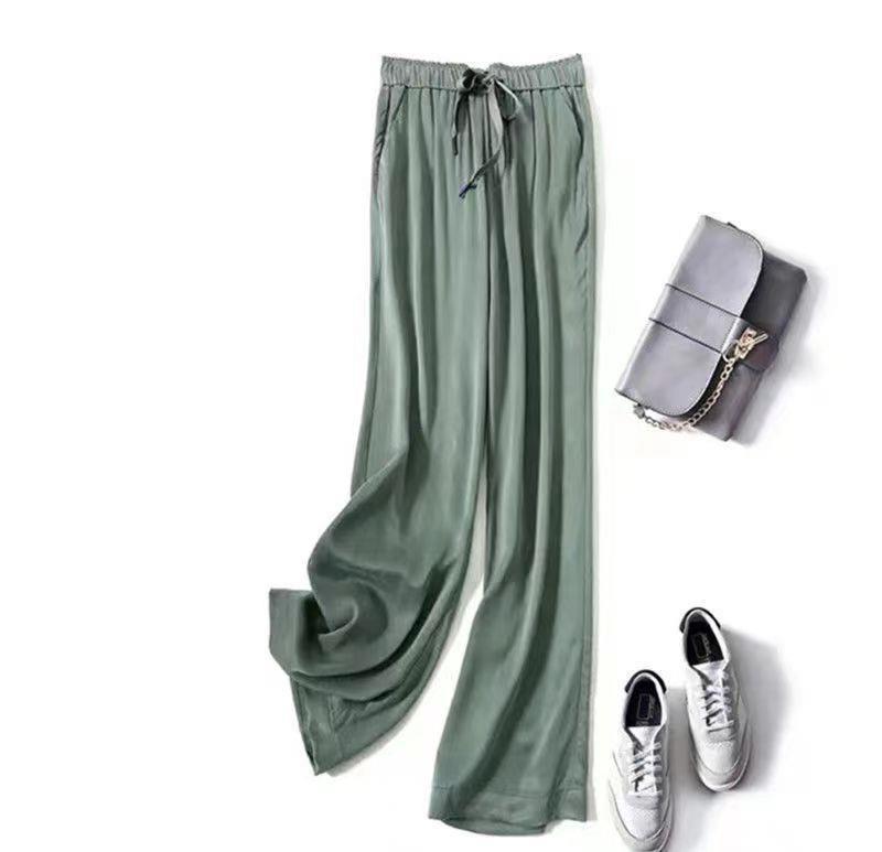 2025 European-Style Women's Wide-Leg Satin Pants for Spring & Summer