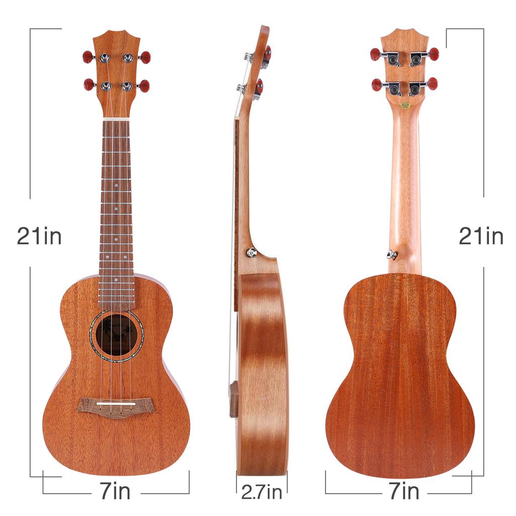21 Inch Acoustic Soprano Ukulele Kit Mahogany Plywood Ukelele with Gig Bag Uke Strap Spare Strings