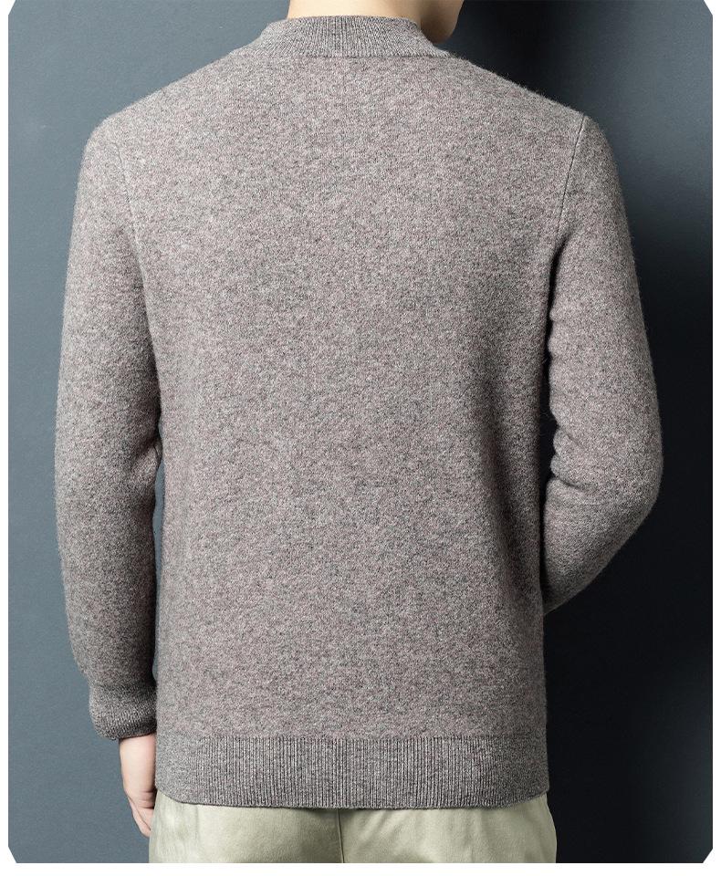 2025 Men's High-Grade Yak Wool Zipper Sweater - Solid Color, Autumn/Winter Knit Base Layer