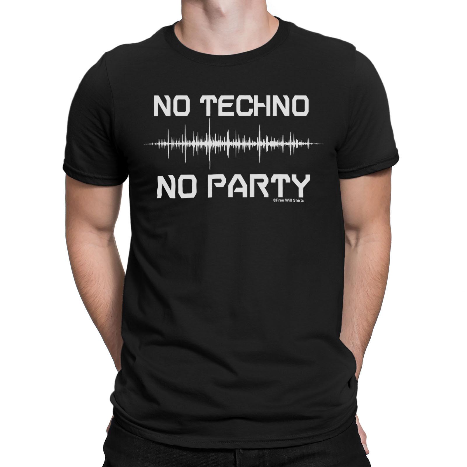 NO TECHNO NO PARTY Mens Quality T-Shirt Music Dance Electronic Trance DJ EDM Eco S разноцветный