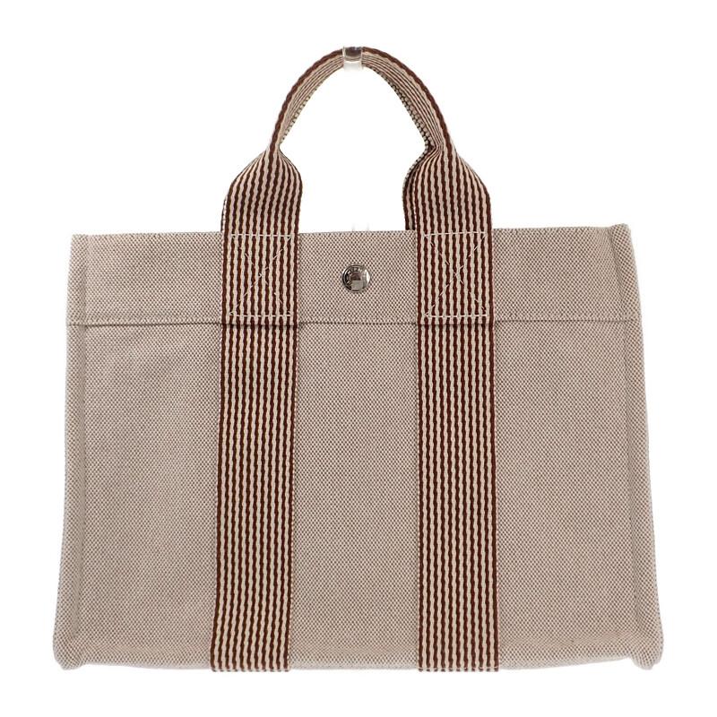 HERMES   Tote Bag beige/Brown canvas Women