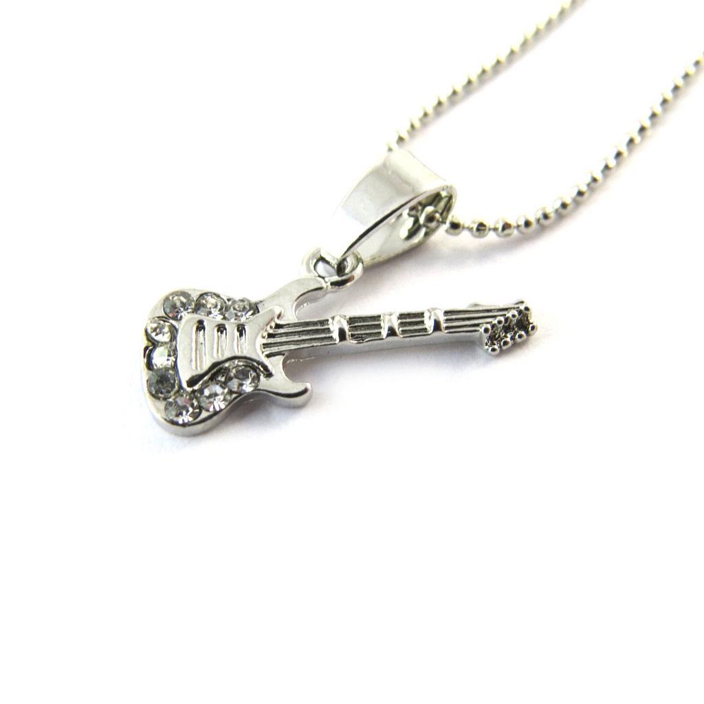 Les Trésors De Lily [N8158] - Silver-white 'Guitar' Designer Necklace