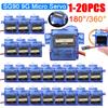 1-20pcs SG90 Servo Micro 9G 180/360 Degrees Mount Kit for RC Car Toy Airplane Aircraft Helicopter Fixed-Wing Micro Gear Servo