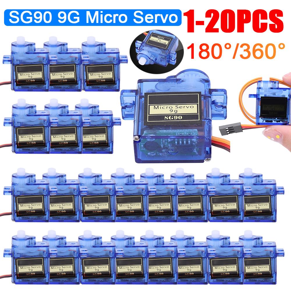1-20pcs SG90 Servo Micro 9G 180/360 Degrees Mount Kit for RC Car Toy Airplane Aircraft Helicopter Fixed-Wing Micro Gear Servo