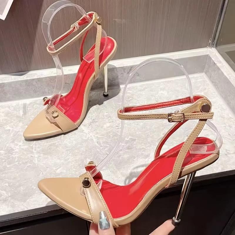 Eilyken 2025 New Summer Sexy Rivet Thin High Heels Women Sandals Street Buckle Strap Banquet Party Ladies Shoes
