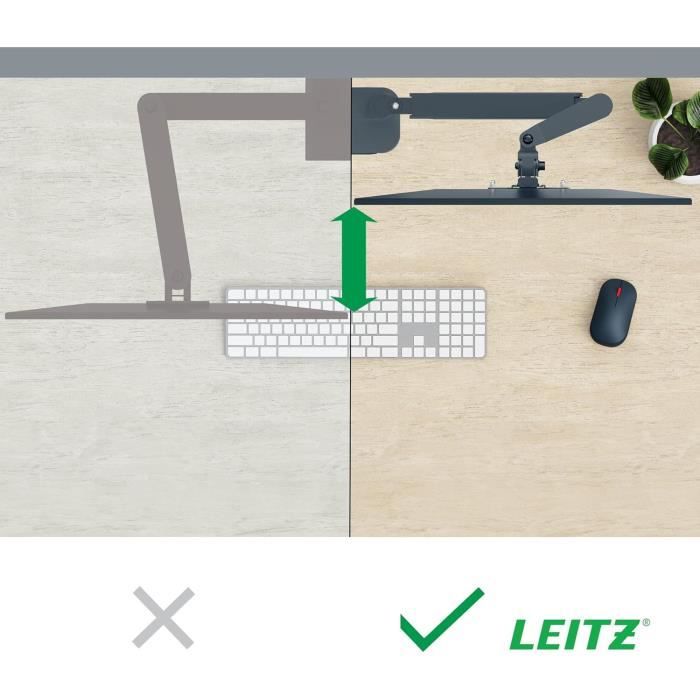 Support double pour écrans - leitz - ergo - jusqu'à 32 - coloris gris - ergonomique