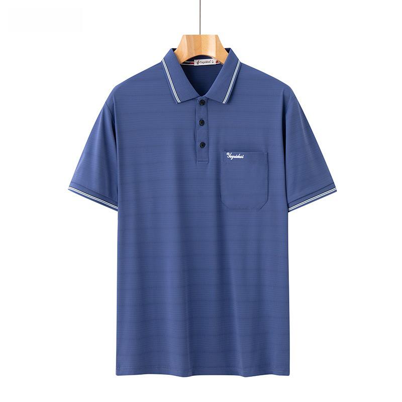 

Мужская рубашка-поло Ice Silk с короткими рукавами — быстросохнущая, свободного кроя, для людей среднего и пожилого возраста, модная летняя рубашка XL (140-160 Jin)