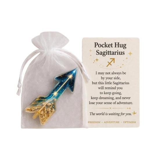 

Zodiac Pocket Hug Token Handmade Acrylic Pocket Charm with Message Card Inspirational Comfort Keepsake Meaningful Gift for Him Her F