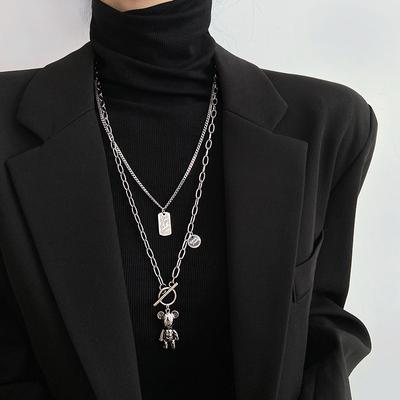 Sweater Chain Women'S Autumn And Winter Tide Long Design Bear Pendant Double Stacked Sweater Necklace Accessories