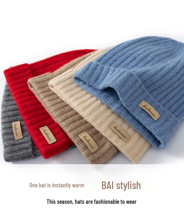 Kids' Cashmere Hat, Unisex Autumn/Winter Style, Thick Knit Wool for Warmth & Versatility.