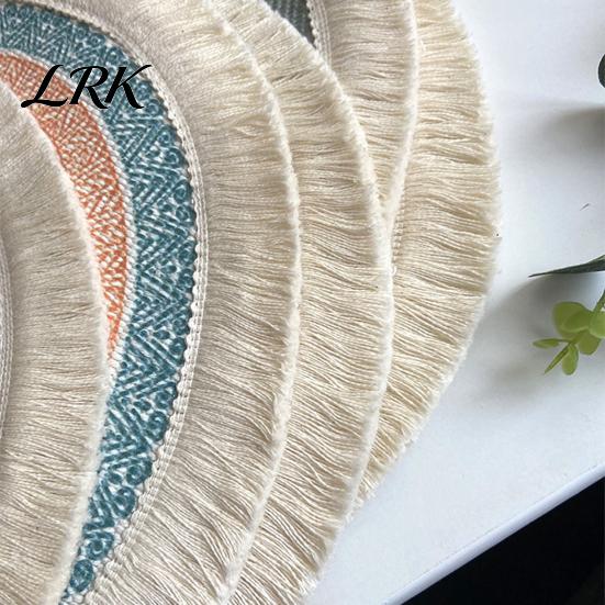 Pastoral Home Decor Mats Vintage Round Coasters, Cotton Linen Placemats, Soft Jute Rustic Style Coasters Tassels Drink Mats, Handwoven Table