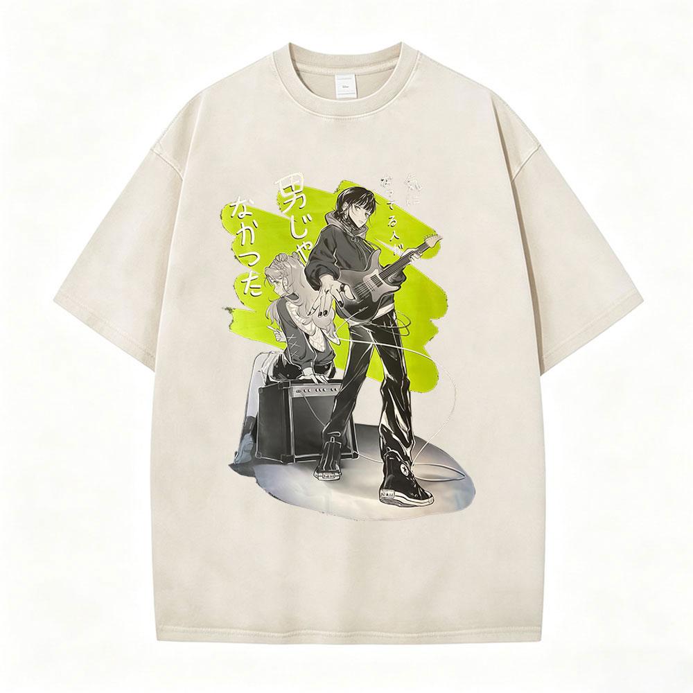 Vintage Washed The Guy She Was Interested in Wasnt A Guy At All T Shirt Men Women Clothing Harajuku Oversized Casual Tshirt