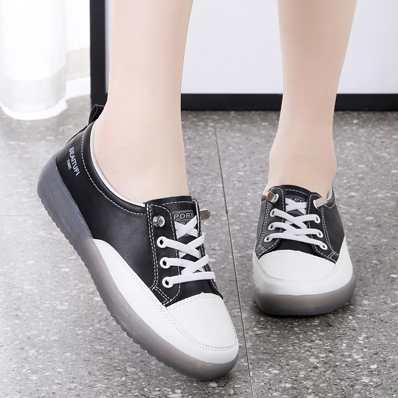Loafers Ladies Large Size Spring Lace-up White Shoes Women Fashion Casual Soft Sole Flat Shoes Women