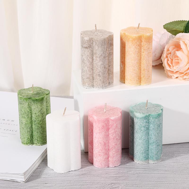 Handmade Aromatherapy Ice Flower Pillar Candle - Smokeless, Perfect for Home, Weddings, or Emergencies